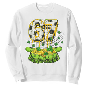 67 Soccer St Patricks Day Sweatshirt Funny Six Seven Gen Alpha Meme Drip TS14 White Print Your Wear