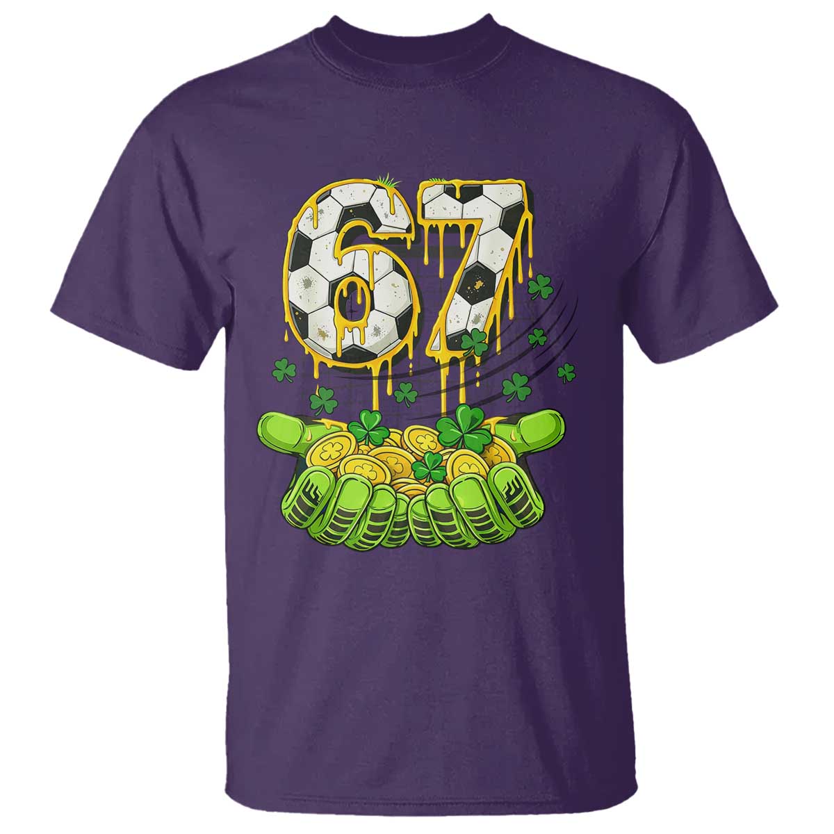 67 Soccer St Patricks Day T Shirt Funny Six Seven Gen Alpha Meme Drip TS14 Purple Print Your Wear