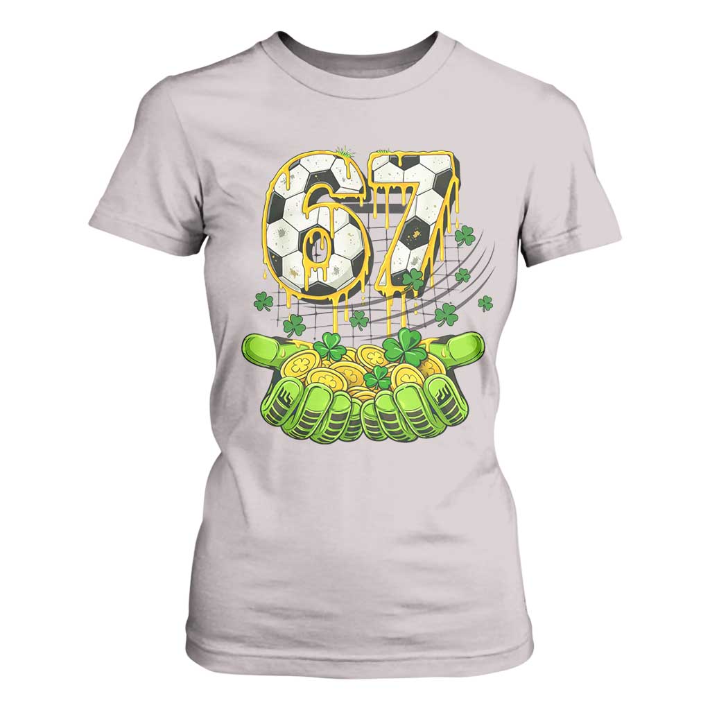 67 Soccer St Patricks Day T Shirt For Women Funny Six Seven Gen Alpha Meme Drip TS14 Ice Gray Print Your Wear