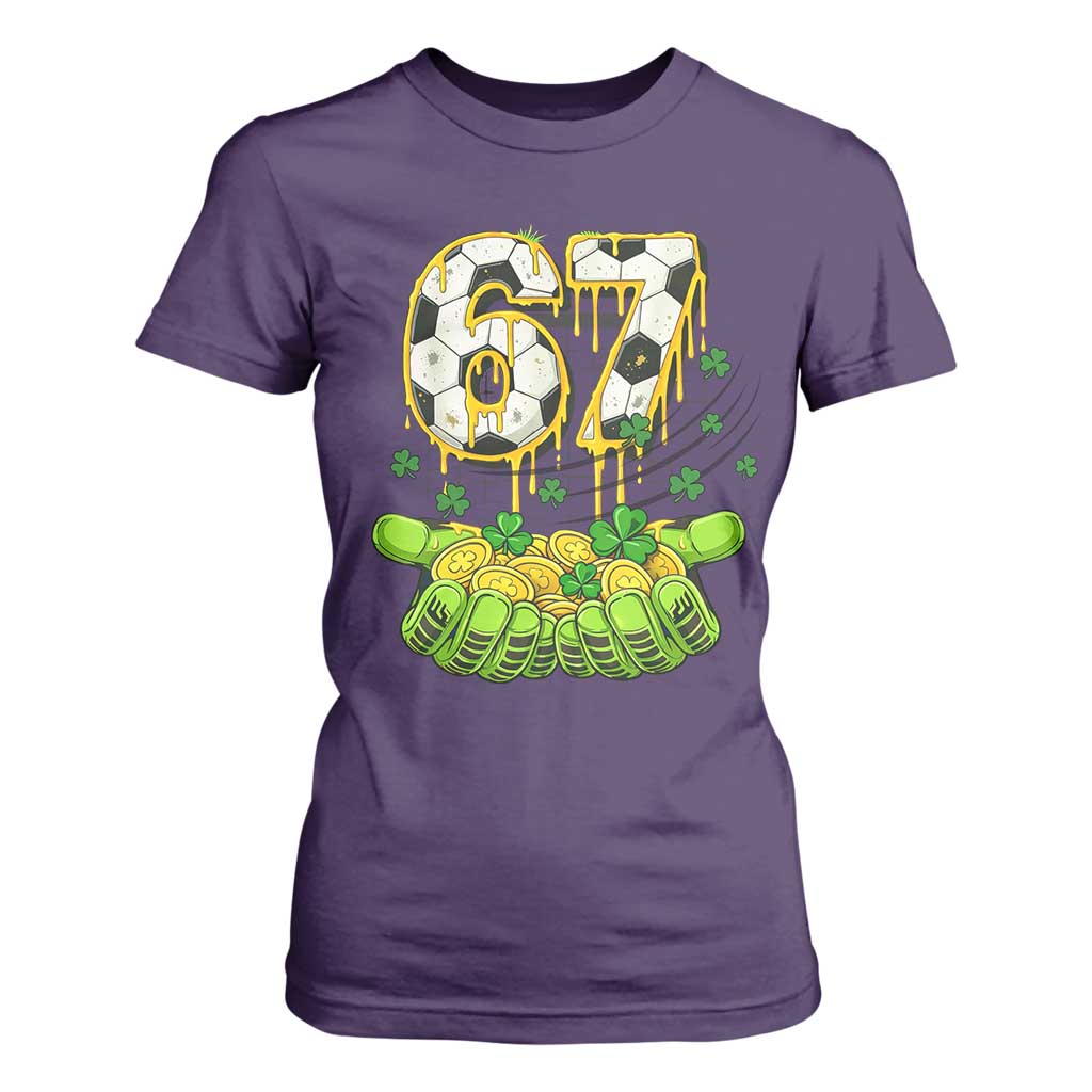 67 Soccer St Patricks Day T Shirt For Women Funny Six Seven Gen Alpha Meme Drip TS14 Purple Print Your Wear