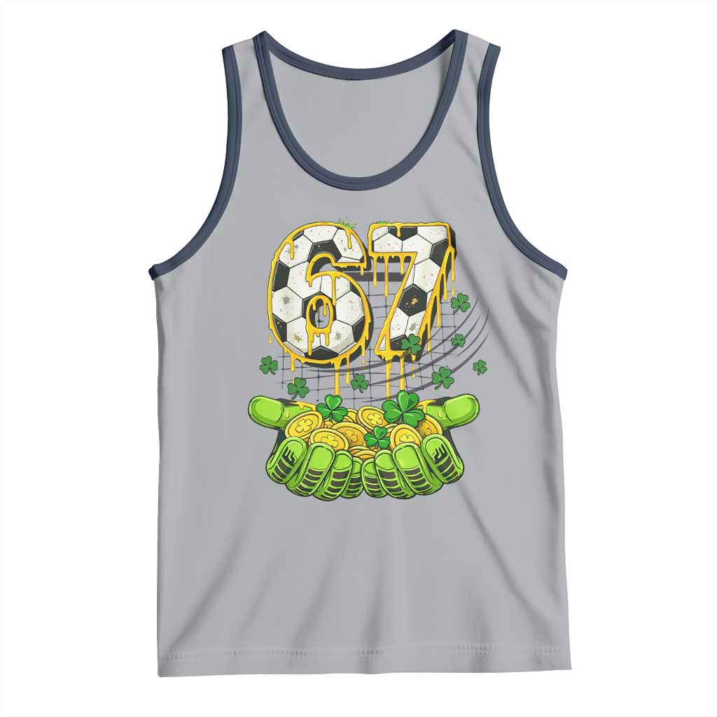 67 Soccer St Patricks Day Tank Top Funny Six Seven Gen Alpha Meme Drip TS14 Athletic Heather Navy Print Your Wear