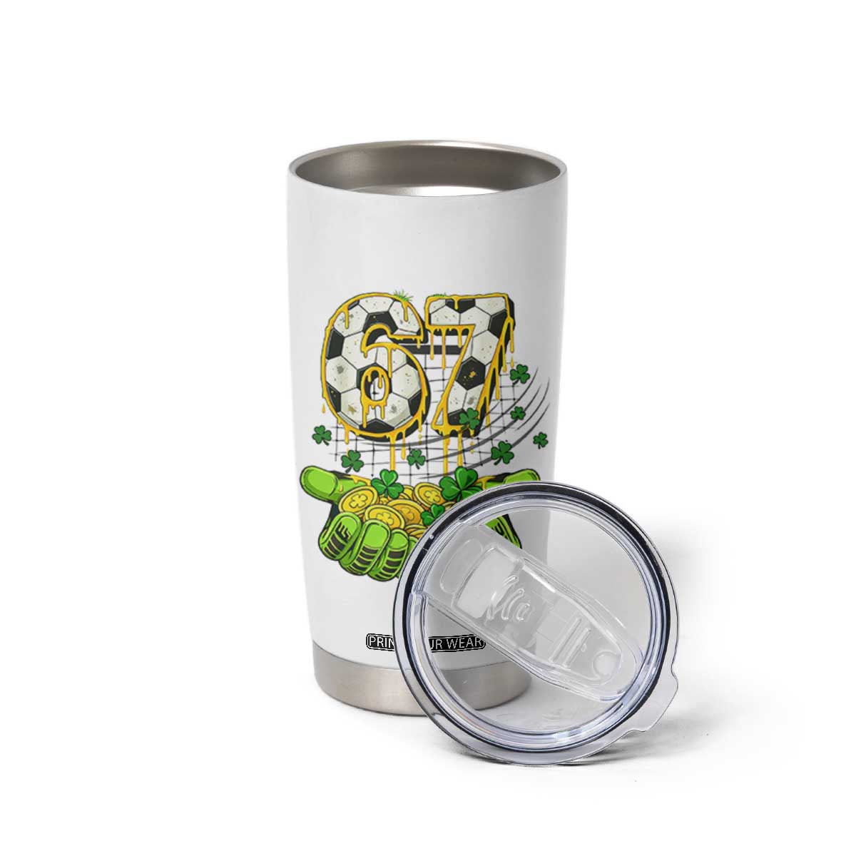 67 Soccer St Patricks Day Tumbler Cup Funny Six Seven Gen Alpha Meme Drip TS14 Print Your Wear