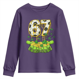 67 Soccer St Patricks Day Youth Sweatshirt Funny Six Seven Gen Alpha Meme Drip TS14 Purple Print Your Wear