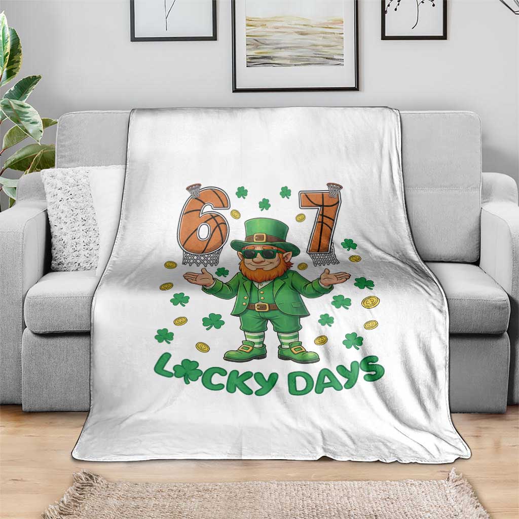 67 Basketball St Patricks Day Throw Blanket Funny Six Seven Leprechaun Meme TS14 Print Your Wear