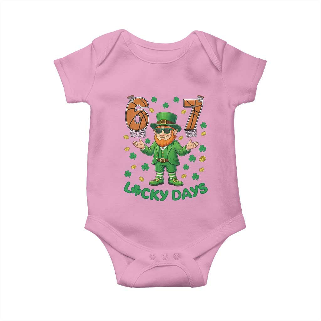 67 Basketball St Patricks Day Baby Onesie Funny Six Seven Leprechaun Meme TS14 Light Pink Print Your Wear