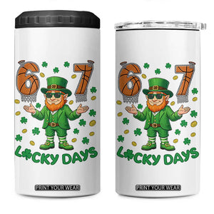 67 Basketball St Patricks Day 4 in 1 Can Cooler Tumbler Funny Six Seven Leprechaun Meme TS14 One Size: 16 oz White Print Your Wear