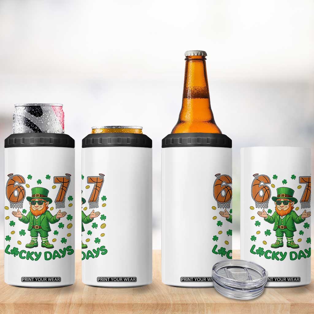 67 Basketball St Patricks Day 4 in 1 Can Cooler Tumbler Funny Six Seven Leprechaun Meme TS14 Print Your Wear