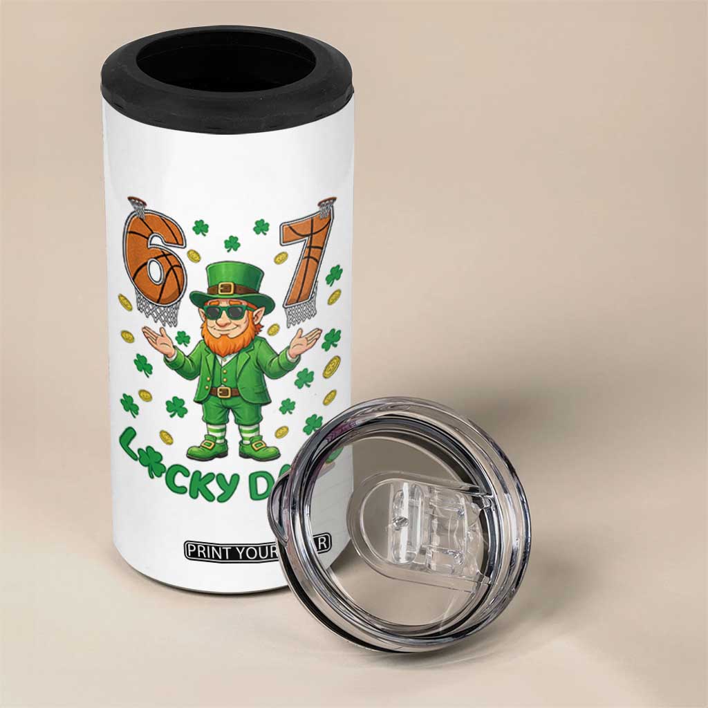 67 Basketball St Patricks Day 4 in 1 Can Cooler Tumbler Funny Six Seven Leprechaun Meme TS14 Print Your Wear