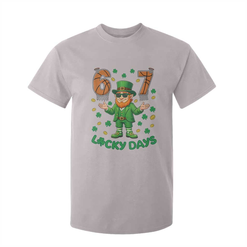 67 Basketball St Patricks Day T Shirt For Kid Funny Six Seven Leprechaun Meme TS14 Ice Gray Print Your Wear