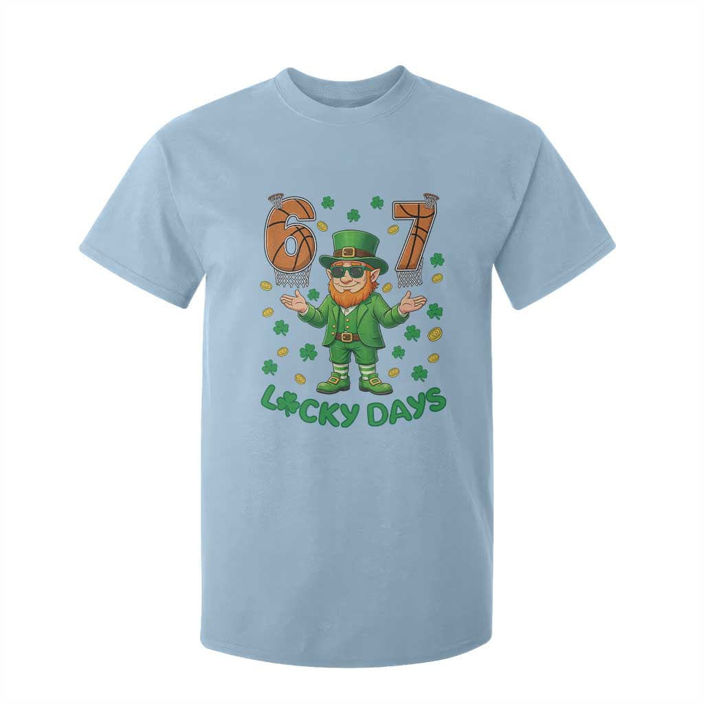 67 Basketball St Patricks Day T Shirt For Kid Funny Six Seven Leprechaun Meme TS14 Light Blue Print Your Wear