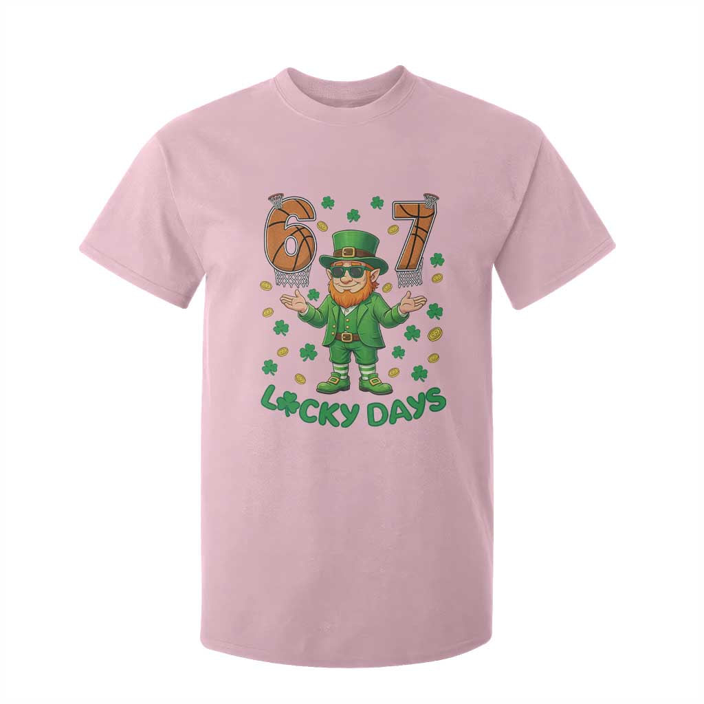 67 Basketball St Patricks Day T Shirt For Kid Funny Six Seven Leprechaun Meme TS14 Light Pink Print Your Wear
