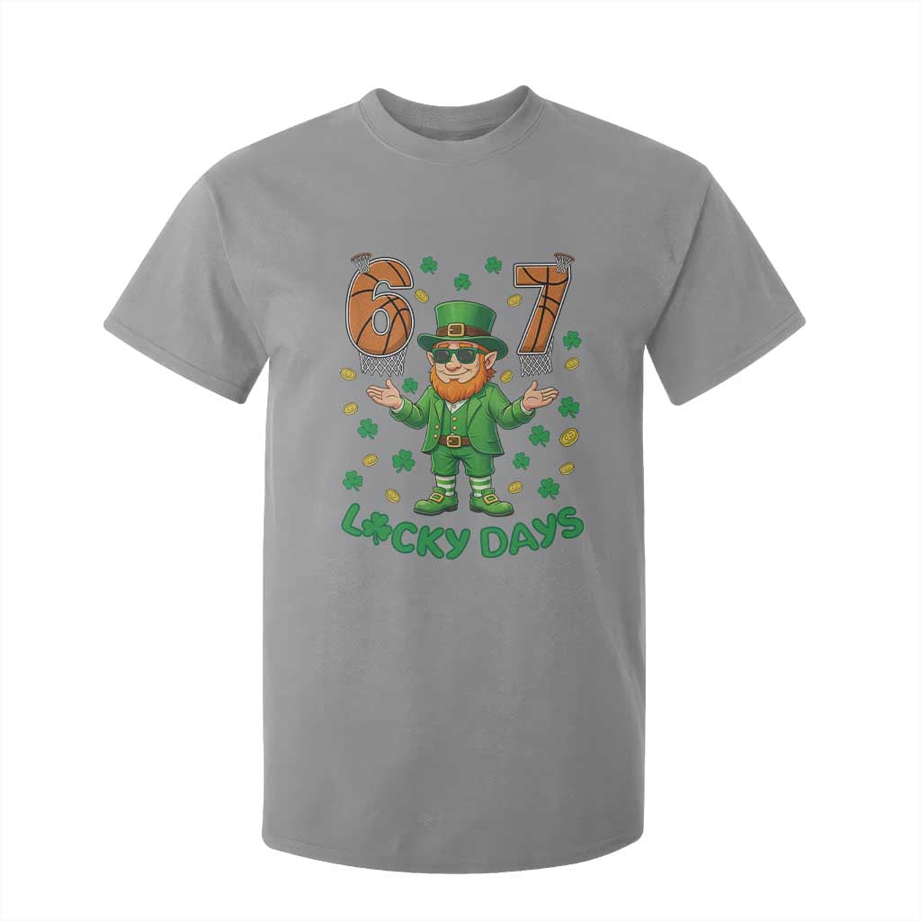 67 Basketball St Patricks Day T Shirt For Kid Funny Six Seven Leprechaun Meme TS14 Sport Gray Print Your Wear
