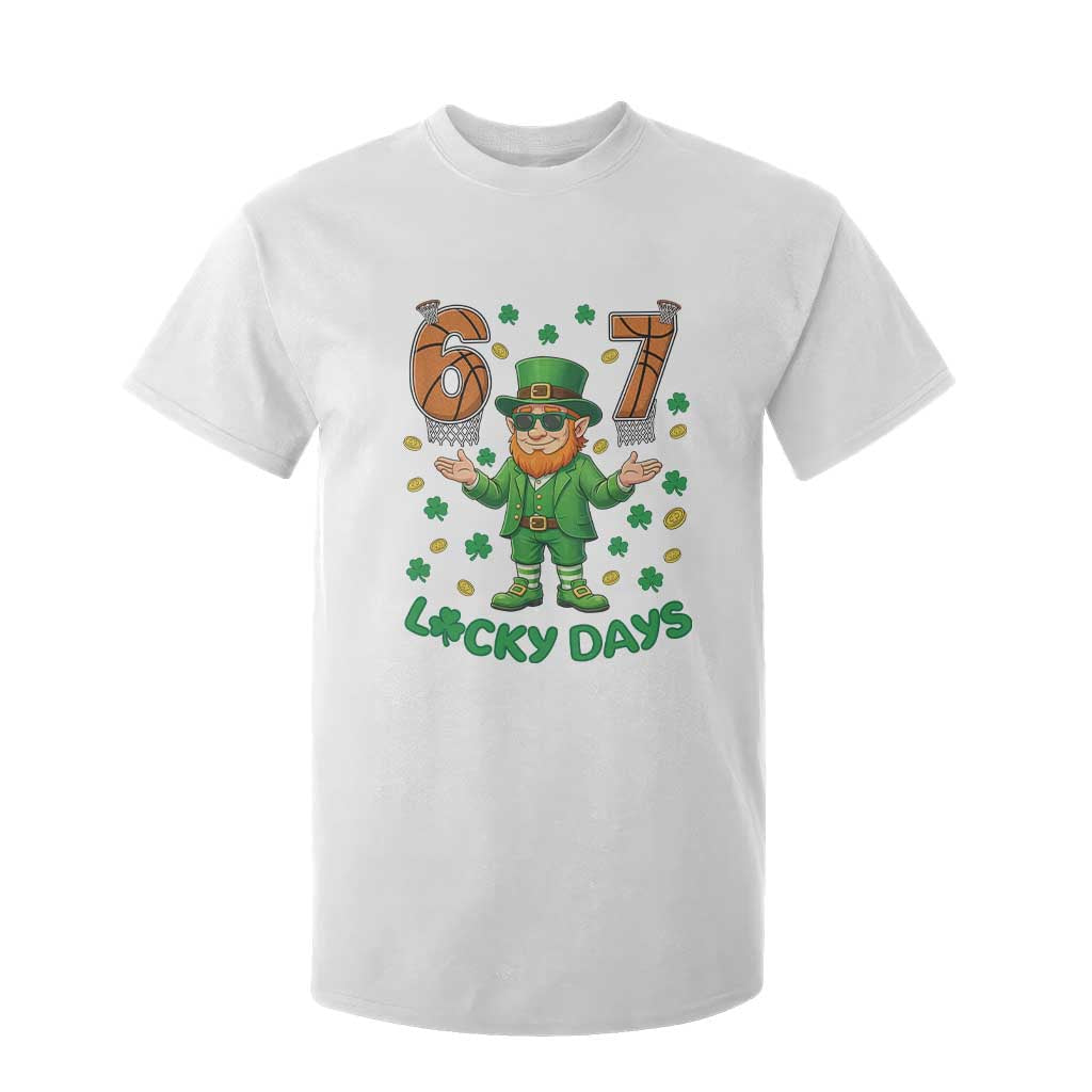 67 Basketball St Patricks Day T Shirt For Kid Funny Six Seven Leprechaun Meme TS14 White Print Your Wear