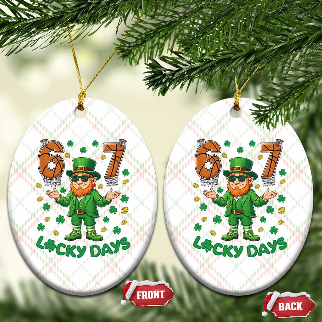 67 Basketball St Patricks Day Ceramic Ornament Funny Six Seven Leprechaun Meme TS14 Print Your Wear