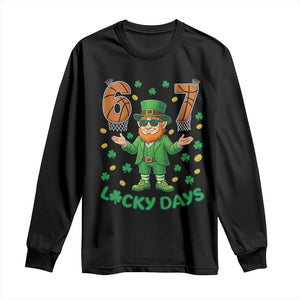 67 Basketball St Patricks Day Long Sleeve Shirt Funny Six Seven Leprechaun Meme TS14 Black Print Your Wear
