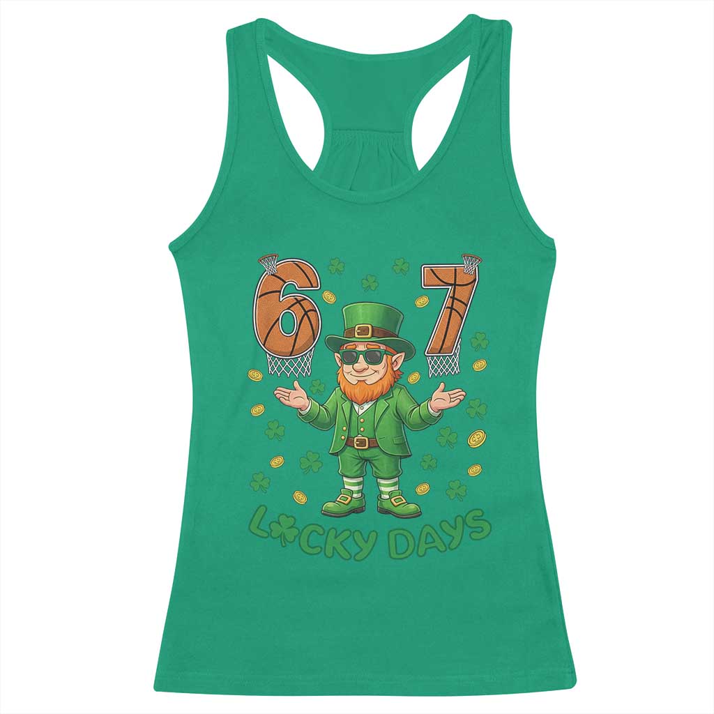67 Basketball St Patricks Day Racerback Tank Top Funny Six Seven Leprechaun Meme TS14 Irish Green Print Your Wear