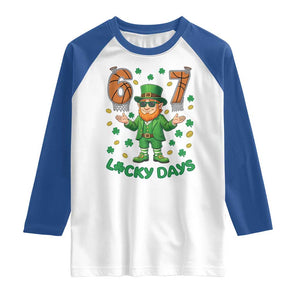 67 Basketball St Patricks Day Raglan Shirt Funny Six Seven Leprechaun Meme TS14 White Royal Print Your Wear