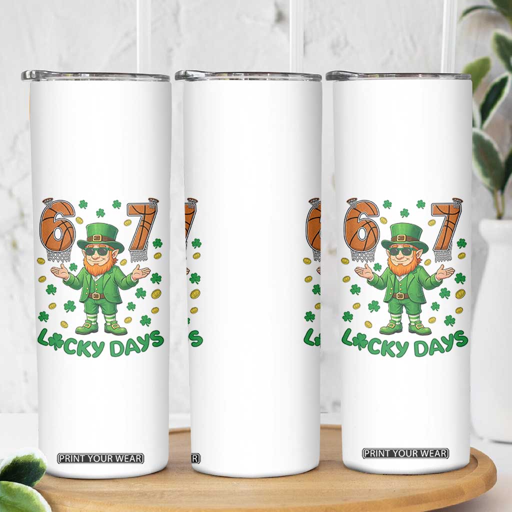 67 Basketball St Patricks Day Skinny Tumbler Funny Six Seven Leprechaun Meme TS14 Print Your Wear
