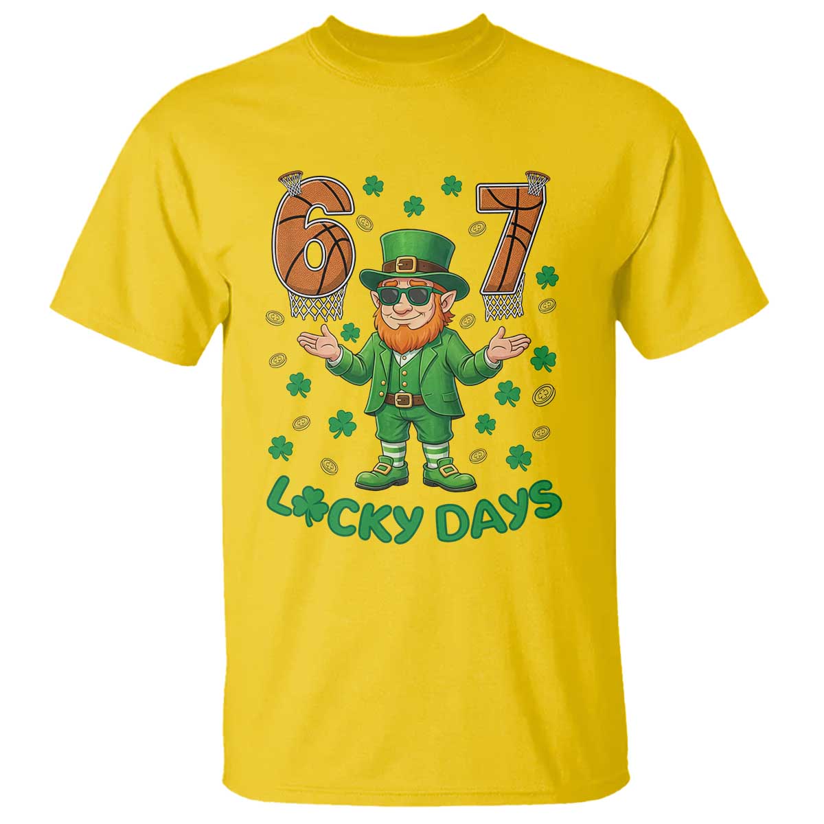 67 Basketball St Patricks Day T Shirt Funny Six Seven Leprechaun Meme TS14 Daisy Print Your Wear