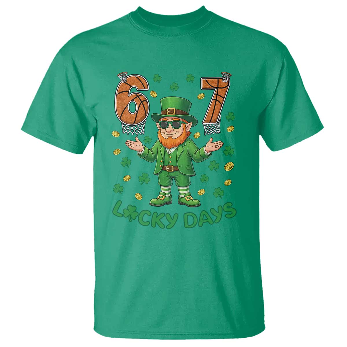 67 Basketball St Patricks Day T Shirt Funny Six Seven Leprechaun Meme TS14 Irish Green Print Your Wear