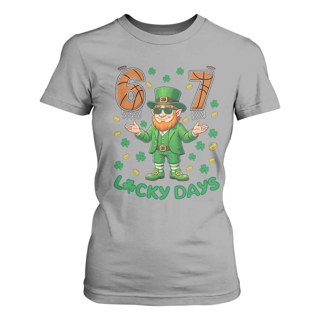 67 Basketball St Patricks Day T Shirt For Women Funny Six Seven Leprechaun Meme TS14 Sport Gray Print Your Wear