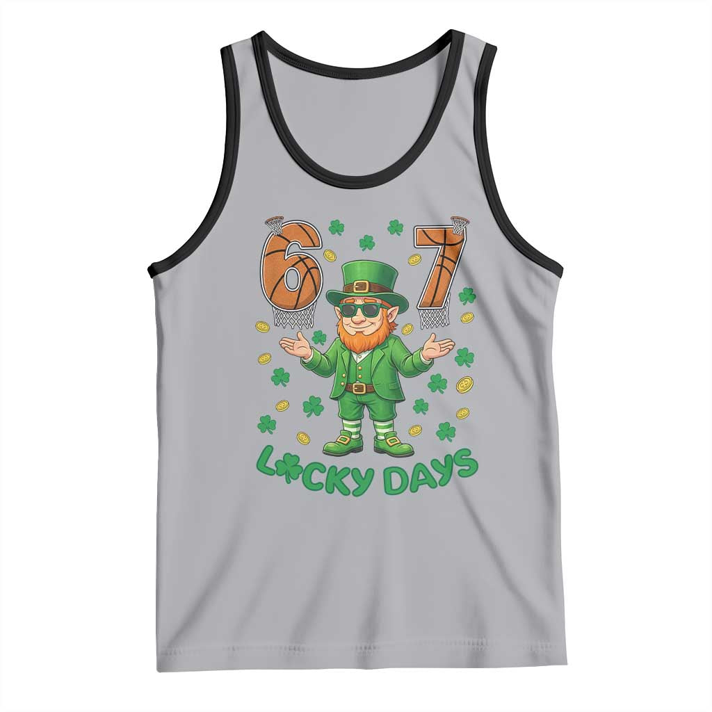 67 Basketball St Patricks Day Tank Top Funny Six Seven Leprechaun Meme TS14 Athletic Heather Black Print Your Wear