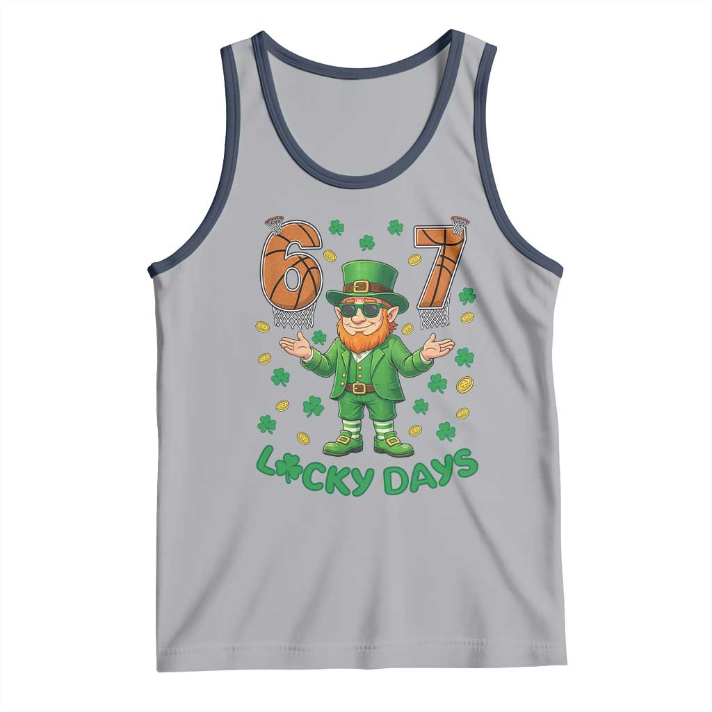 67 Basketball St Patricks Day Tank Top Funny Six Seven Leprechaun Meme TS14 Athletic Heather Navy Print Your Wear