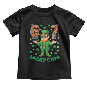 67 Basketball St Patricks Day Toddler T Shirt - Funny Six Seven Leprechaun Meme TS14 Black Print Your Wear