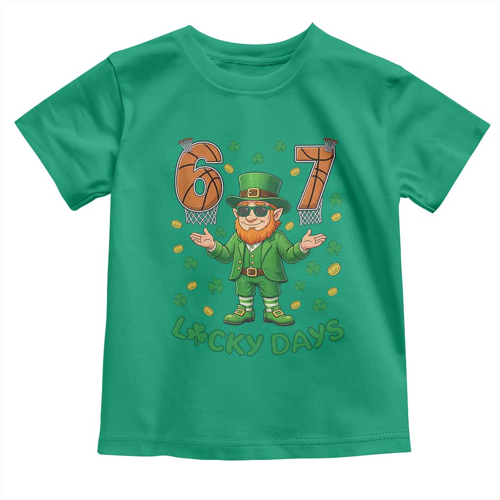 67 Basketball St Patricks Day Toddler T Shirt - Funny Six Seven Leprechaun Meme TS14 Irish Green Print Your Wear