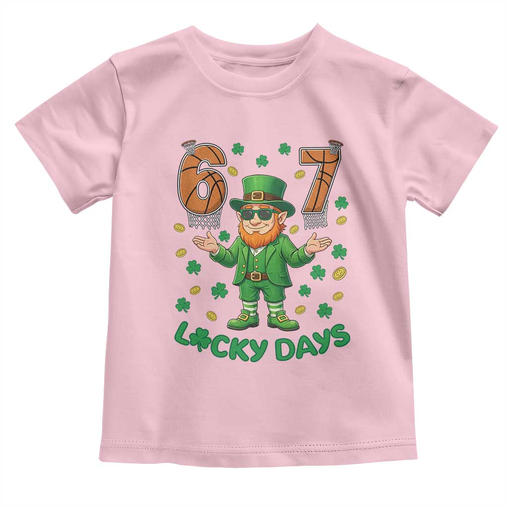 67 Basketball St Patricks Day Toddler T Shirt - Funny Six Seven Leprechaun Meme TS14 Light Pink Print Your Wear