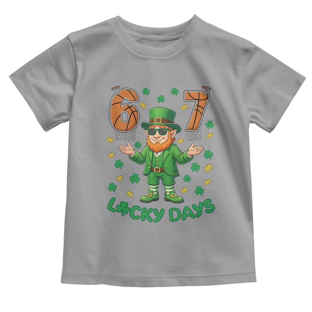 67 Basketball St Patricks Day Toddler T Shirt - Funny Six Seven Leprechaun Meme TS14 Sport Gray Print Your Wear