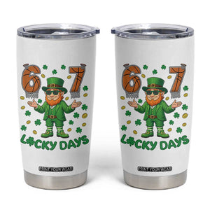 67 Basketball St Patricks Day Tumbler Cup Funny Six Seven Leprechaun Meme TS14 White Print Your Wear