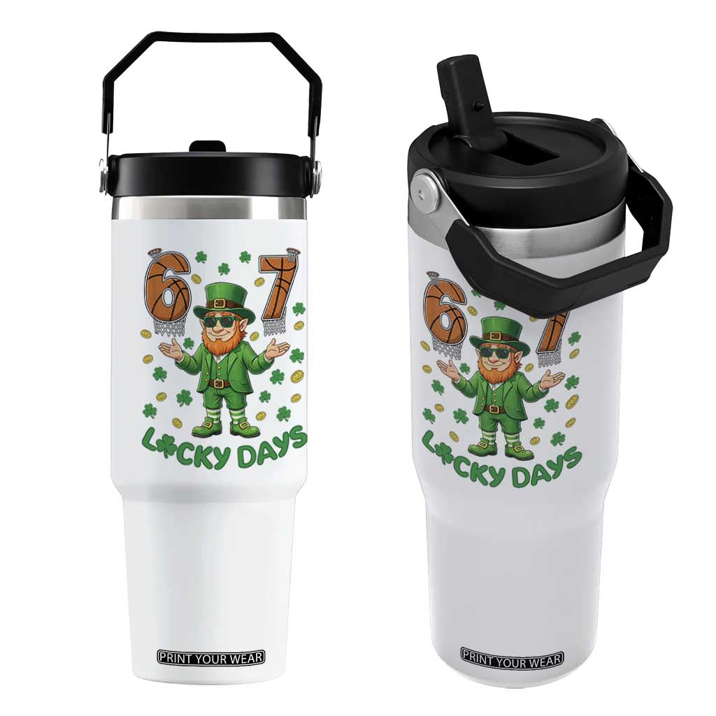 67 Basketball St Patricks Day Flip Straw Tumbler Funny Six Seven Leprechaun Meme TS14 One Size: 30 oz White Print Your Wear