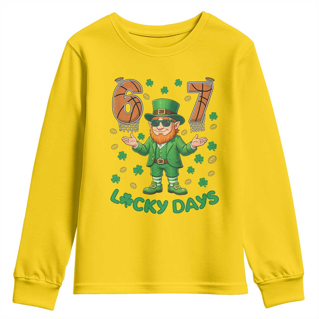 67 Basketball St Patricks Day Youth Sweatshirt Funny Six Seven Leprechaun Meme TS14 Daisy Print Your Wear