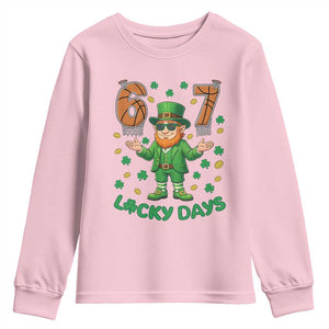 67 Basketball St Patricks Day Youth Sweatshirt Funny Six Seven Leprechaun Meme TS14 Light Pink Print Your Wear
