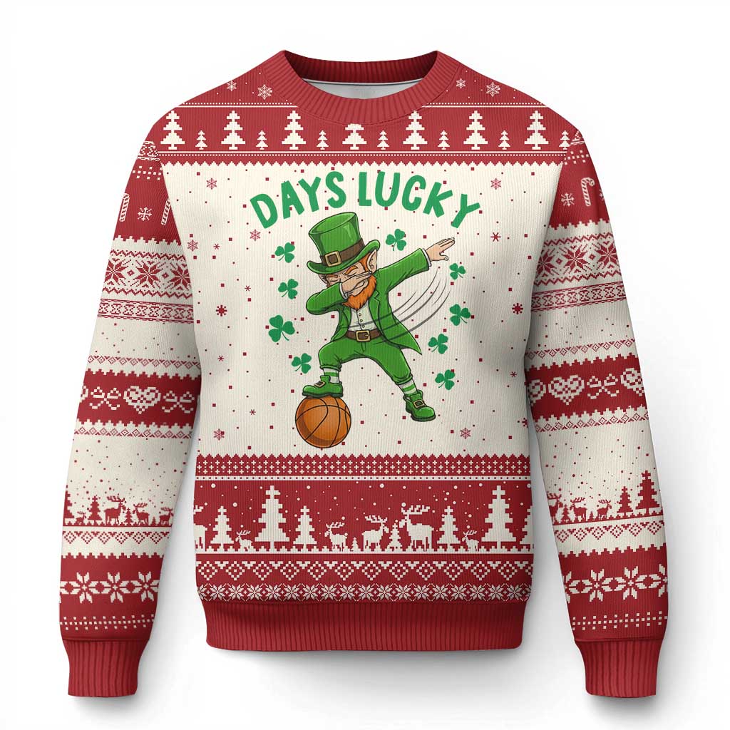 Funny Dabbing Leprechaun St Patricks Day Ugly Christmas Sweater Days Lucky TS14 Beige Red Print Your Wear