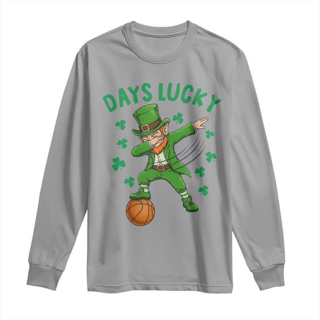 Funny Dabbing Leprechaun St Patricks Day Long Sleeve Shirt Days Lucky TS14 Sport Gray Print Your Wear