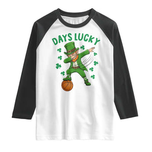 Funny Dabbing Leprechaun St Patricks Day Raglan Shirt Days Lucky TS14 White Black Print Your Wear