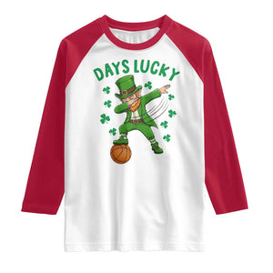 Funny Dabbing Leprechaun St Patricks Day Raglan Shirt Days Lucky TS14 White Red Print Your Wear