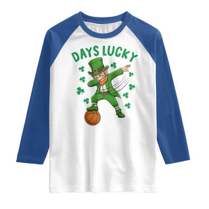 Funny Dabbing Leprechaun St Patricks Day Raglan Shirt Days Lucky TS14 White Royal Print Your Wear