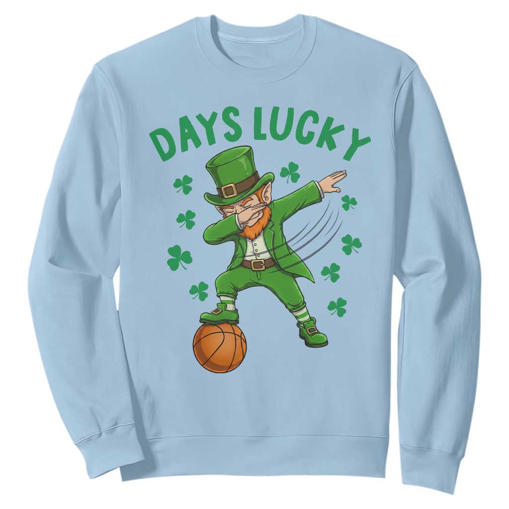 Funny Dabbing Leprechaun St Patricks Day Sweatshirt Days Lucky TS14 Light Blue Print Your Wear