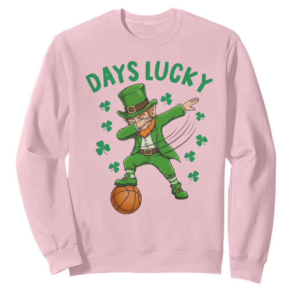 Funny Dabbing Leprechaun St Patricks Day Sweatshirt Days Lucky TS14 Light Pink Print Your Wear