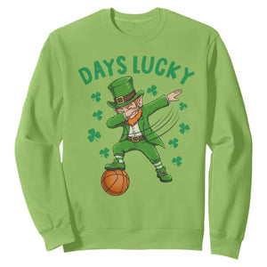 Funny Dabbing Leprechaun St Patricks Day Sweatshirt Days Lucky TS14 Lime Print Your Wear
