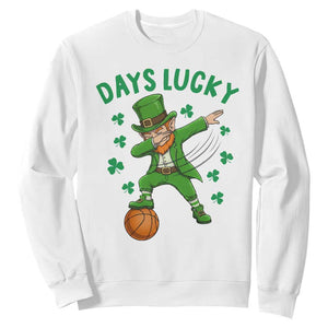 Funny Dabbing Leprechaun St Patricks Day Sweatshirt Days Lucky TS14 White Print Your Wear