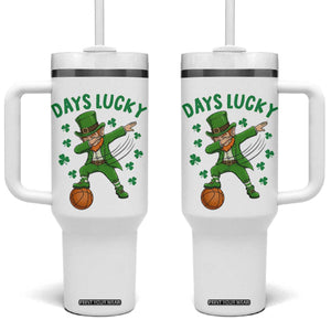 Funny Dabbing Leprechaun St Patricks Day Tumbler With Handle Days Lucky TS14 One Size: 40 oz White Print Your Wear