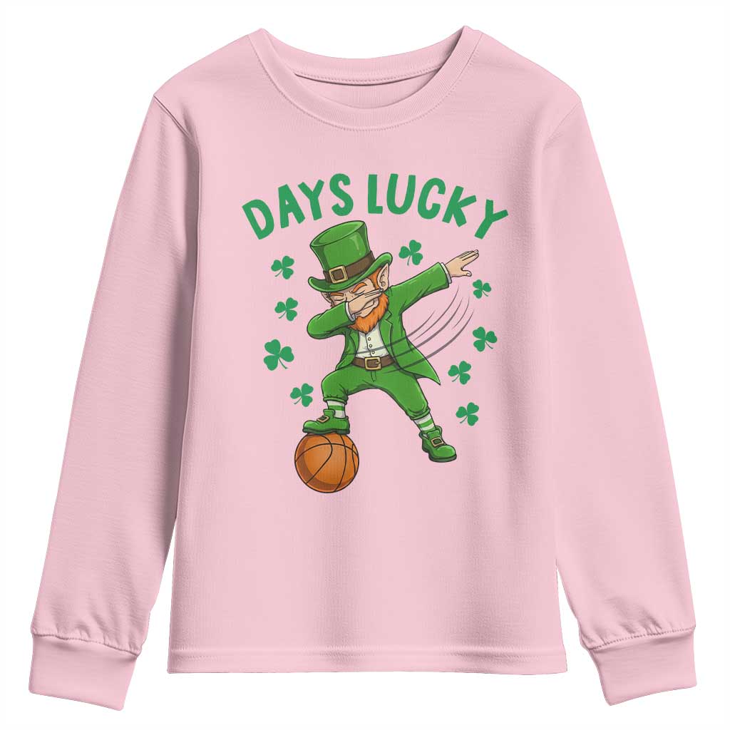 Funny Dabbing Leprechaun St Patricks Day Youth Sweatshirt Days Lucky TS14 Light Pink Print Your Wear