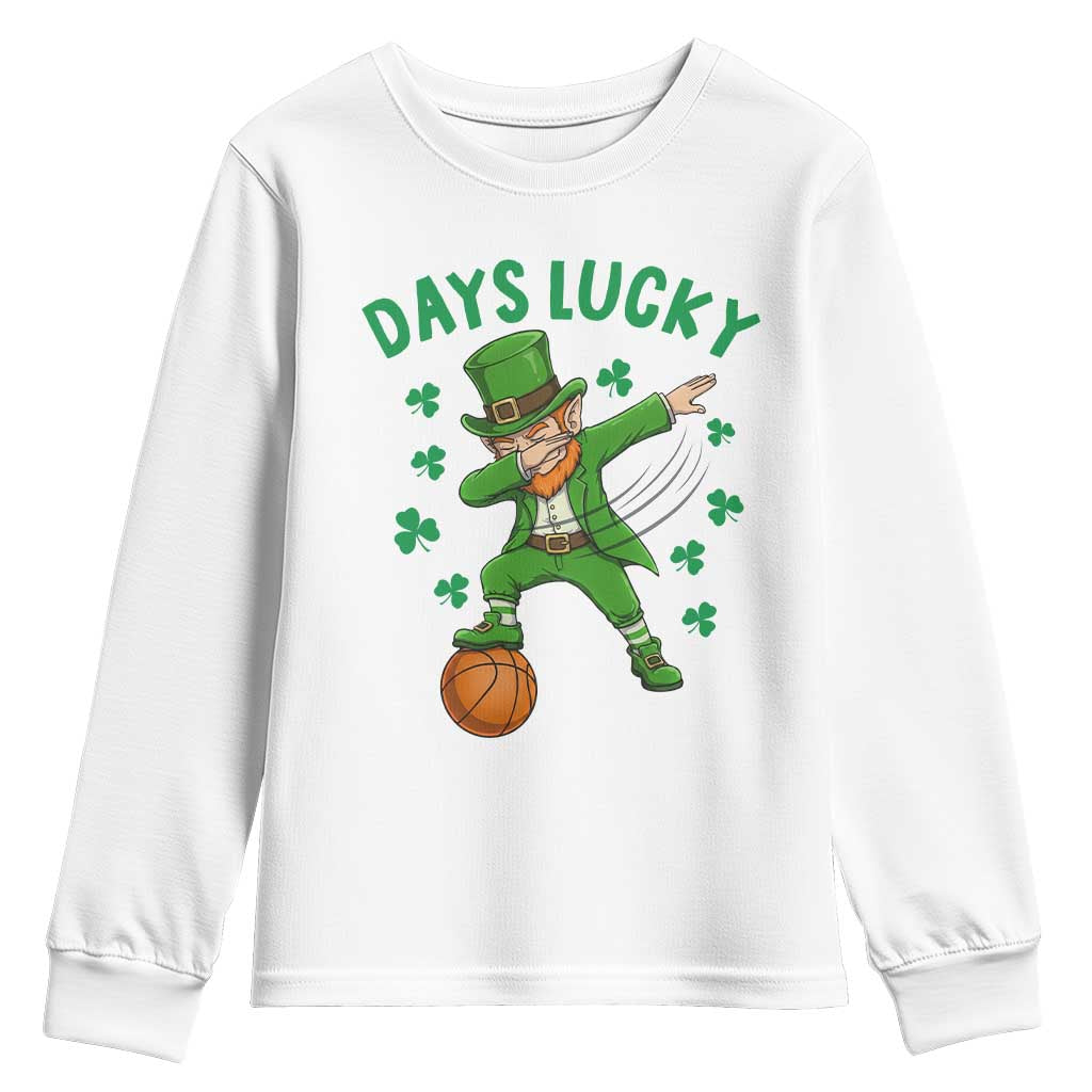 Funny Dabbing Leprechaun St Patricks Day Youth Sweatshirt Days Lucky TS14 White Print Your Wear
