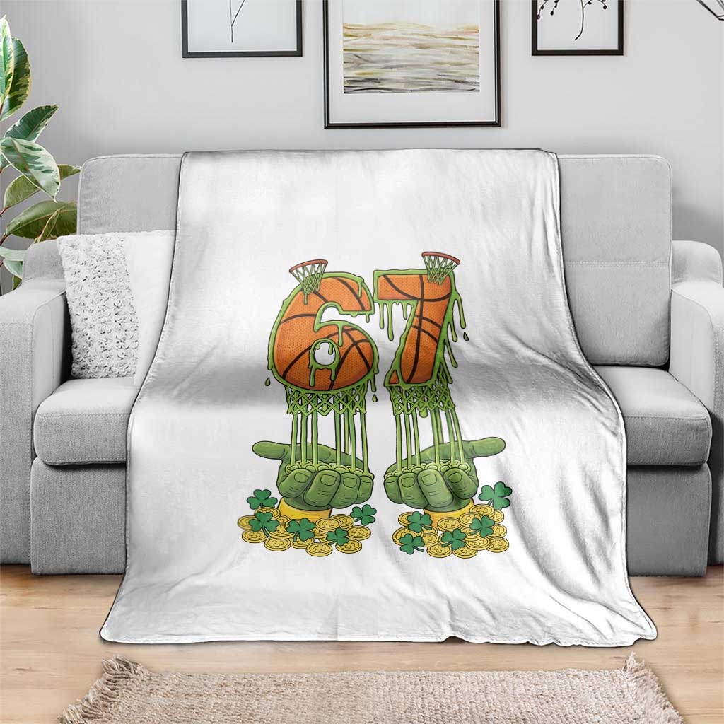 67 Basketball St Patricks Day Throw Blanket Funny Six Seven Gen Alpha Meme Drip TS14 Print Your Wear