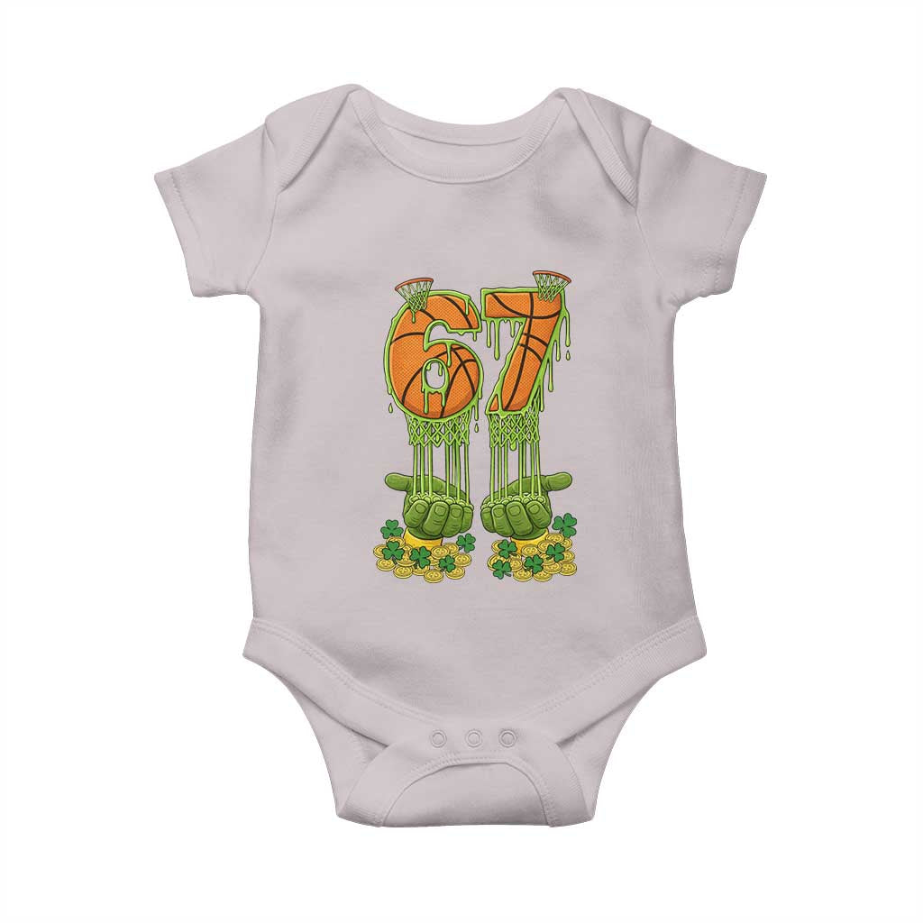 67 Basketball St Patricks Day Baby Onesie Funny Six Seven Gen Alpha Meme Drip TS14 Ice Gray Print Your Wear