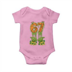 67 Basketball St Patricks Day Baby Onesie Funny Six Seven Gen Alpha Meme Drip TS14 Light Pink Print Your Wear
